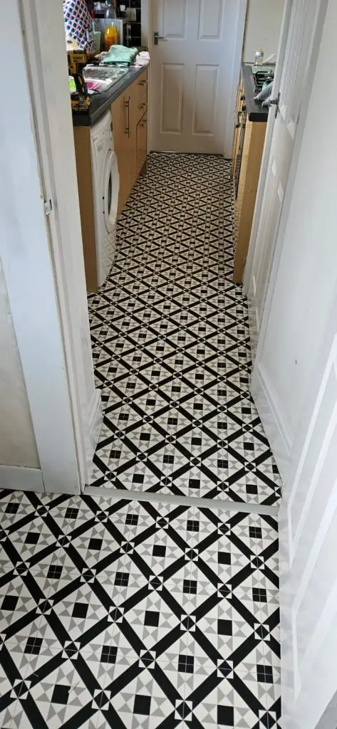 Hallway Black and White Squares